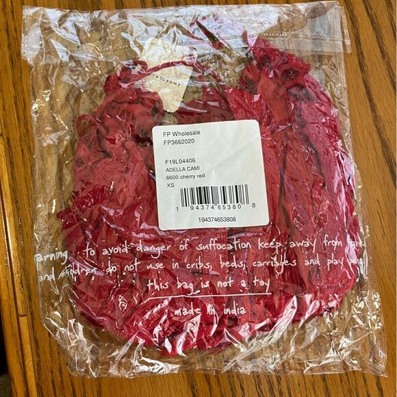 NWT FREE PEOPLE Adella Cami Cherry Red Lace Strappy Size XSmall - Picture 5 of 7